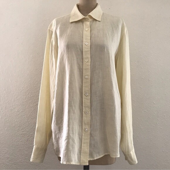 Madewell Club Monaco Bundle of 3 Neutral Striped Beige Tops Linen Cotton Large - Picture 12 of 16